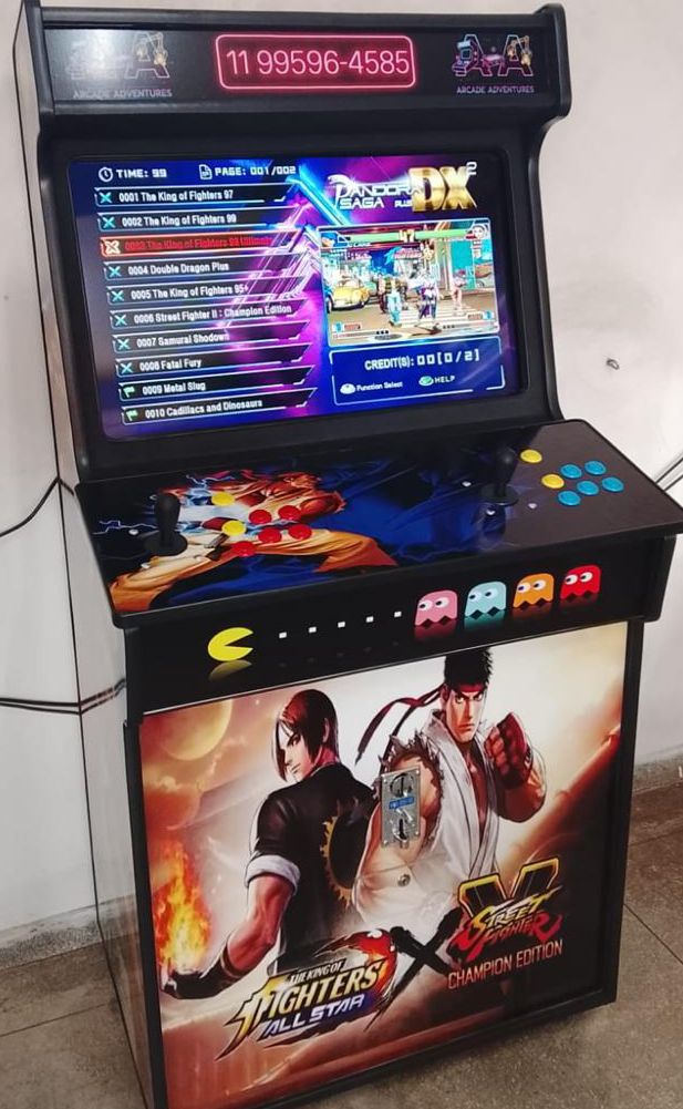 Fliperama arcade multi jogos com jogos clássicos como King of Fighters e Street Fighter